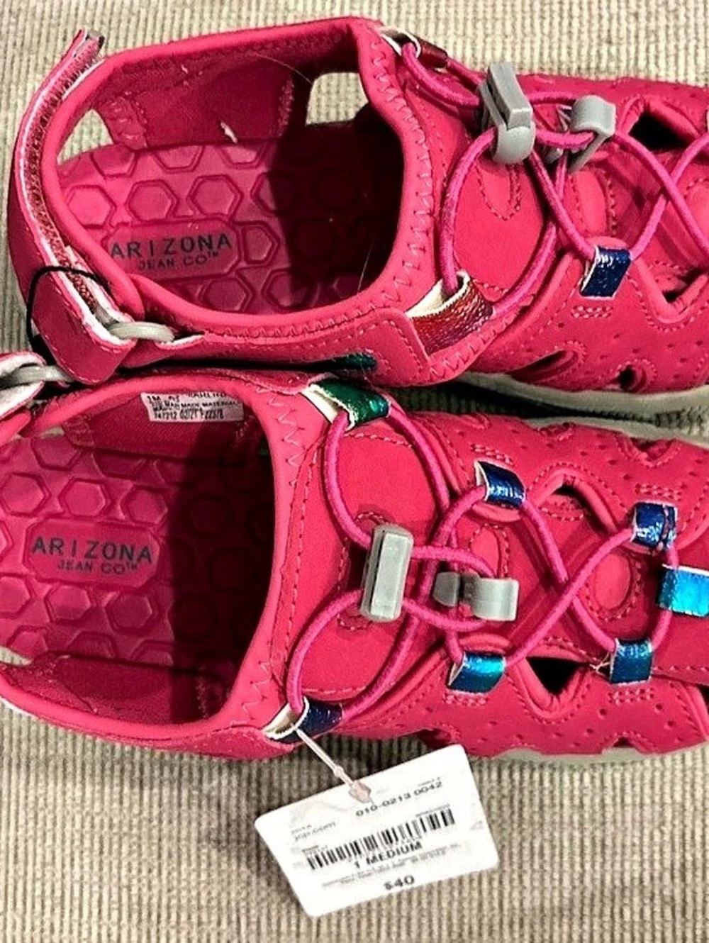 Arizona Jean Co Girls Size 1, Pink Sandals NWT